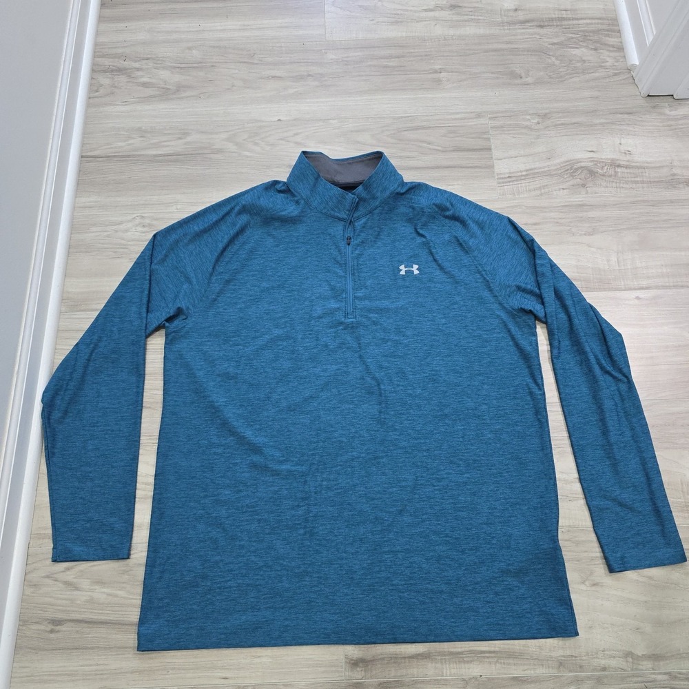 Under Armour Aqua Blue 1/4 Zip Long Sleeve Pullover Mens XXL